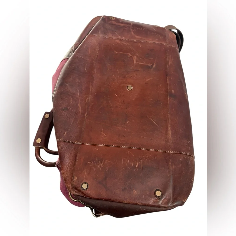 Cole Haan Men’s Large Leather Canvas Shoulder Duffle Bag